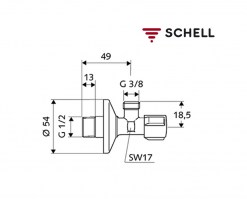 MEDIDAS LLAVE ESCUADRA DE REGULACION COMFORT SCHELL